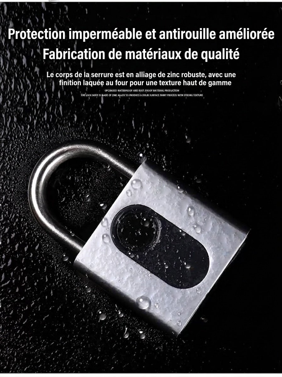 Cadenas intelligent Bluetooth à empreinte digitale avec contrôle via application, verrouillage de sécurité sans clé, autonomie en veille de 180 jours, accès partageable pour salle de sport, armoire, bagages