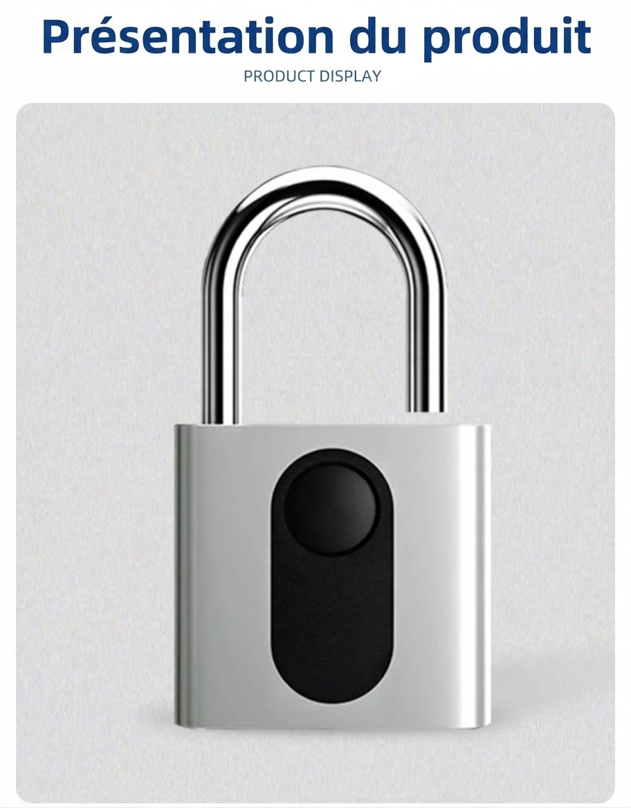 Cadenas intelligent Bluetooth à empreinte digitale avec contrôle via application, verrouillage de sécurité sans clé, autonomie en veille de 180 jours, accès partageable pour salle de sport, armoire, bagages