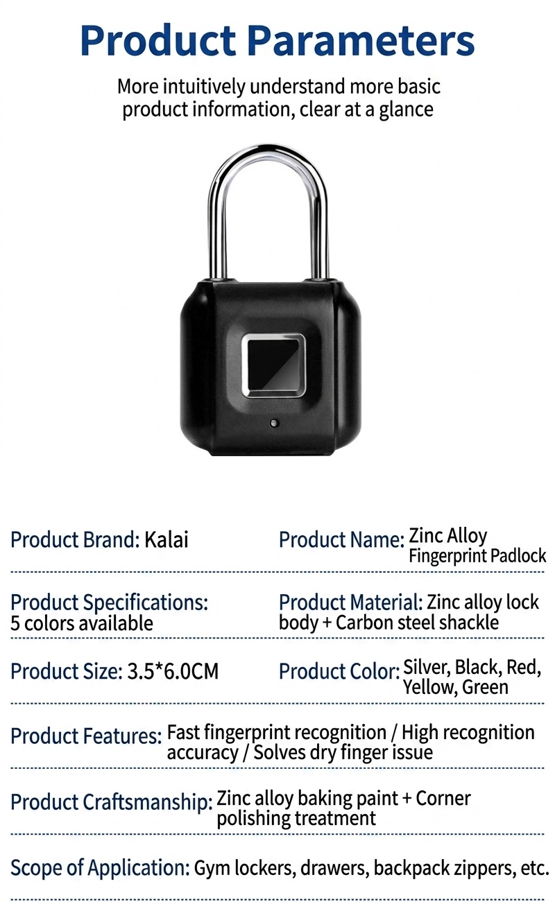 Biometric Fingerprint Padlock, IP26 Waterproof Keyless Security Lock, 1-Year Standby USB Rechargeable, Durable Zinc Alloy Shackle for Gym, School, Travel