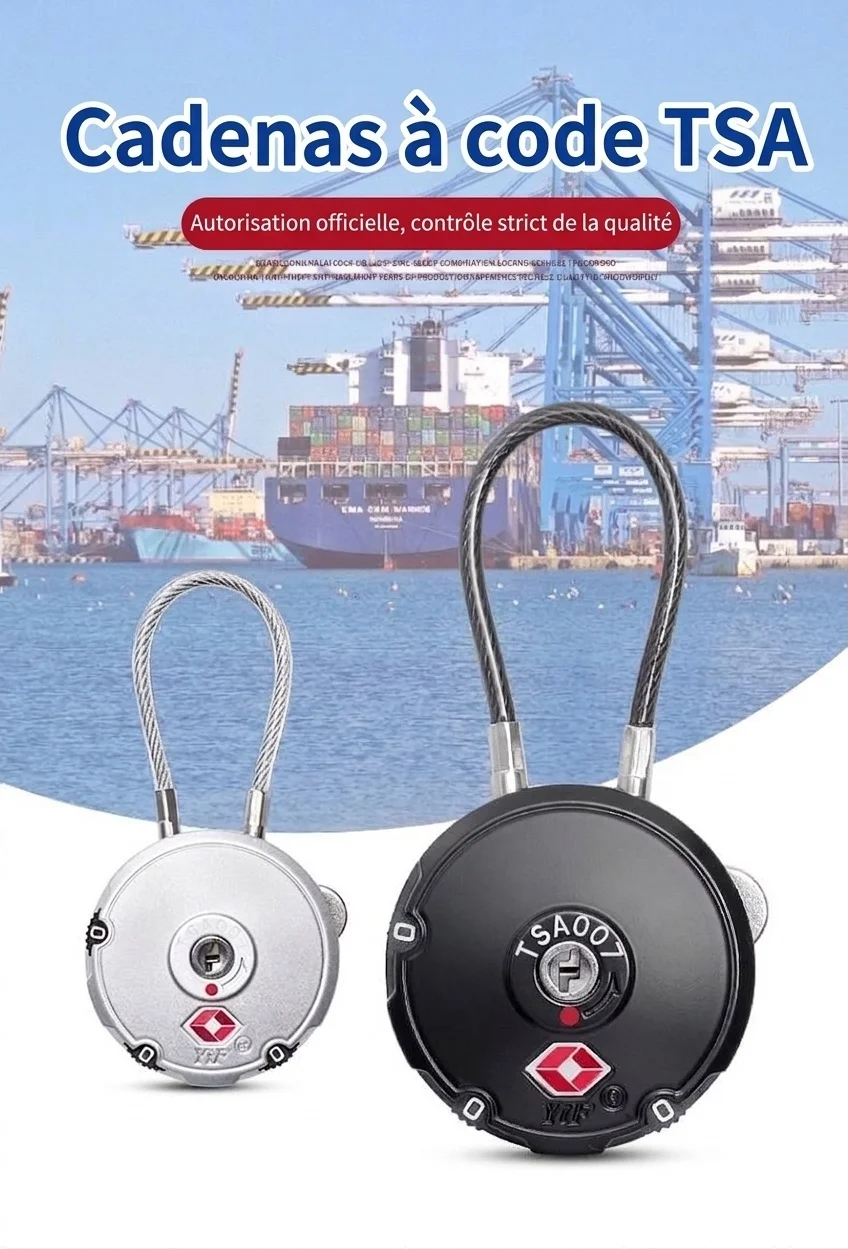Cadenas de voyage homologué TSA, câble à combinaison 3 chiffres, câble en acier flexible, cadenas réinitialisable pour valise, sac à dos, casier de salle de sport