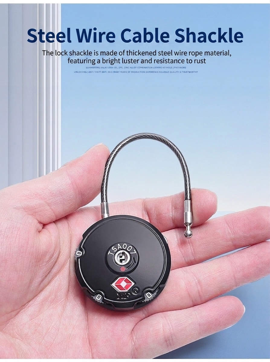 TSA Approved Luggage Lock, 3-Digit Combination Cable Lock for Travel, Flexible Steel Cable, Resettable Padlock for Suitcase, Backpack, Gym Locker