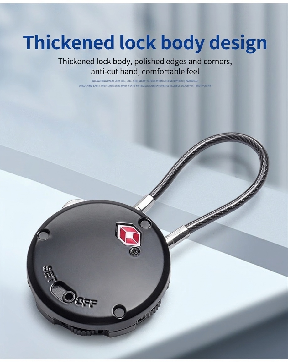 TSA Approved Luggage Lock, 3-Digit Combination Cable Lock for Travel, Flexible Steel Cable, Resettable Padlock for Suitcase, Backpack, Gym Locker