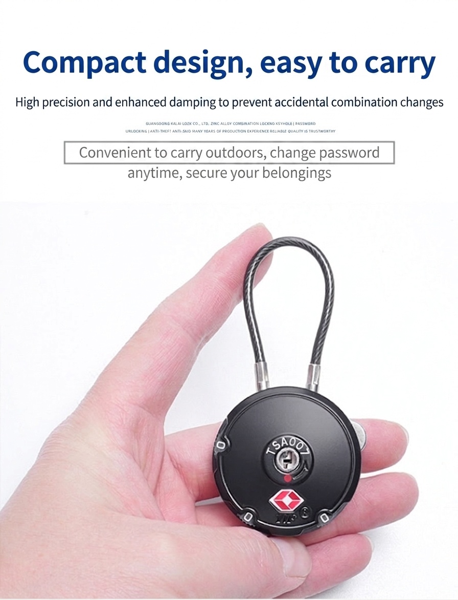 TSA Approved Luggage Lock, 3-Digit Combination Cable Lock for Travel, Flexible Steel Cable, Resettable Padlock for Suitcase, Backpack, Gym Locker