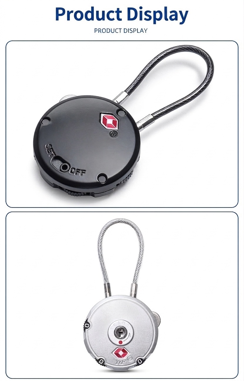 TSA Approved Luggage Lock, 3-Digit Combination Cable Lock for Travel, Flexible Steel Cable, Resettable Padlock for Suitcase, Backpack, Gym Locker