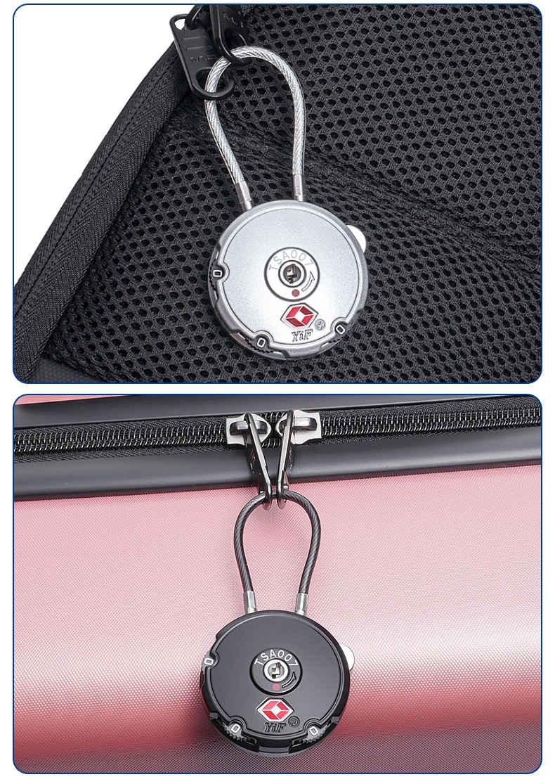 Cadenas de voyage homologué TSA, câble à combinaison 3 chiffres, câble en acier flexible, cadenas réinitialisable pour valise, sac à dos, casier de salle de sport