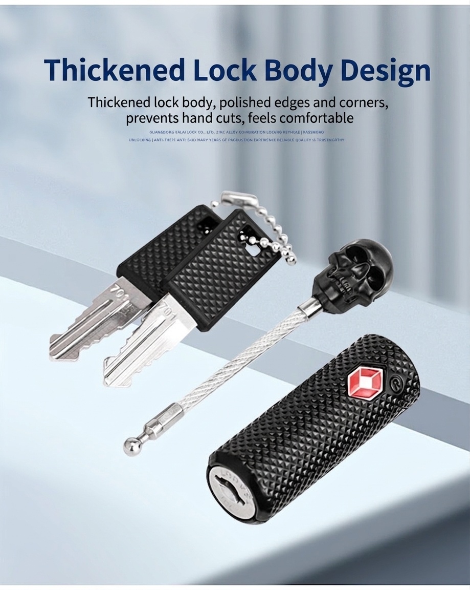 TSA Approved Skull Head Luggage Lock, Unique Travel Security Padlock, Resettable 3-Dial Combination, Durable Zinc Alloy for Suitcase, Backpack
