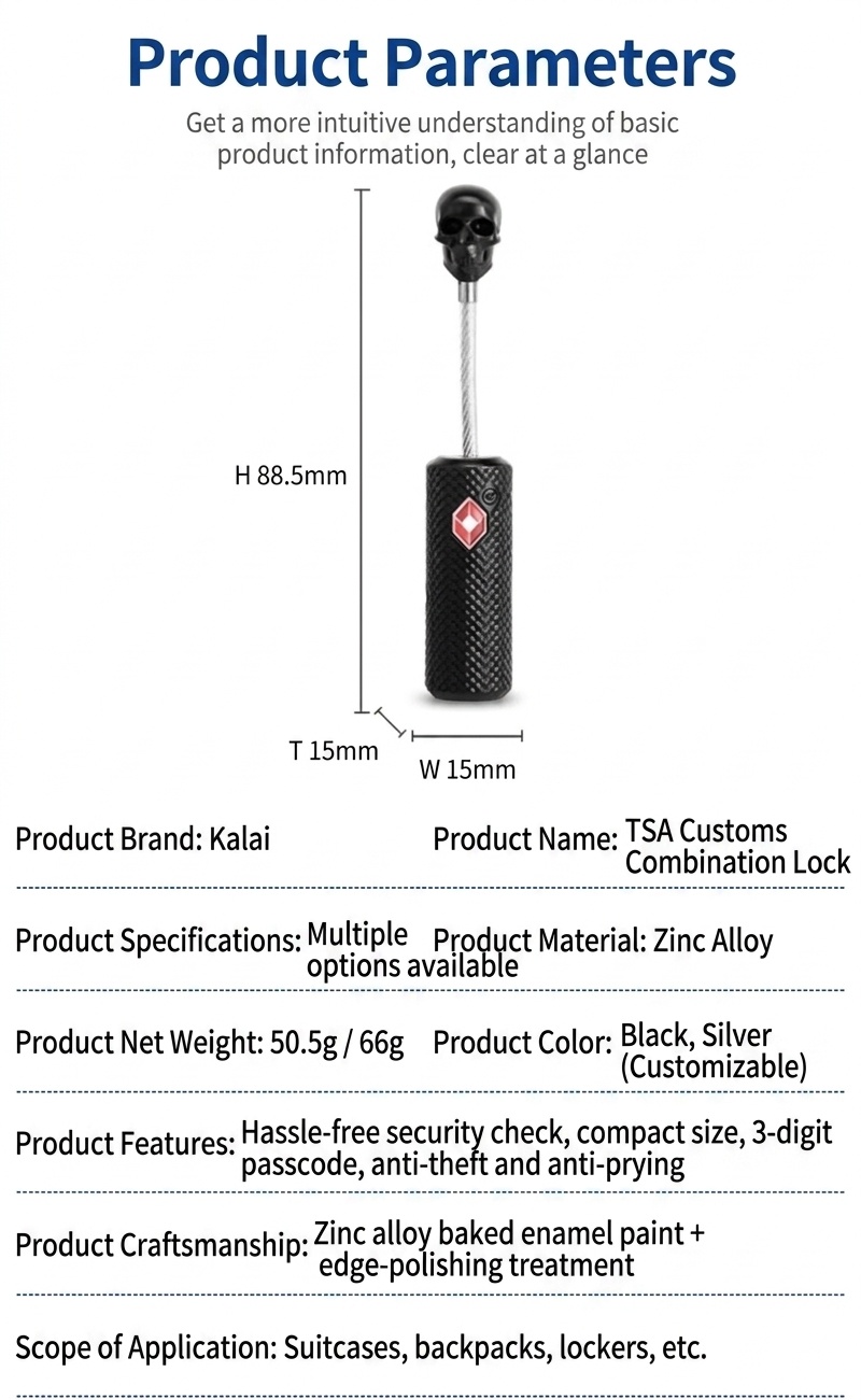 TSA Approved Skull Head Luggage Lock, Unique Travel Security Padlock, Resettable 3-Dial Combination, Durable Zinc Alloy for Suitcase, Backpack
