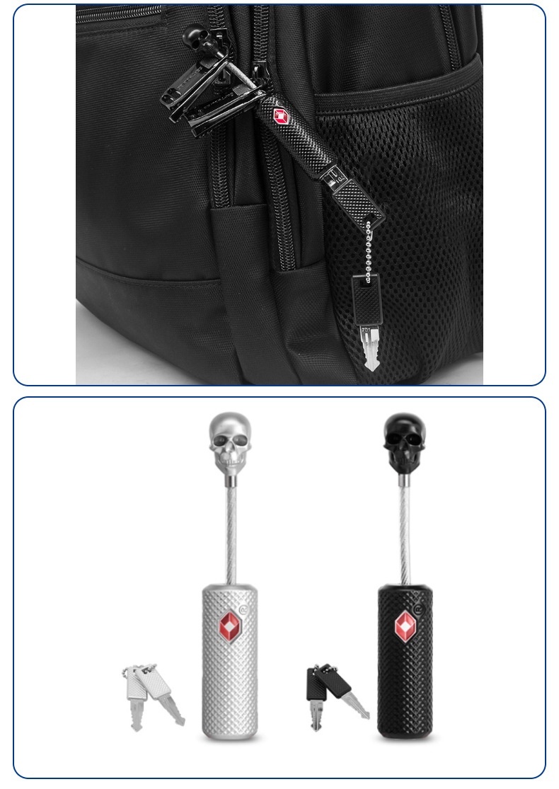 TSA Approved Skull Head Luggage Lock, Unique Travel Security Padlock, Resettable 3-Dial Combination, Durable Zinc Alloy for Suitcase, Backpack