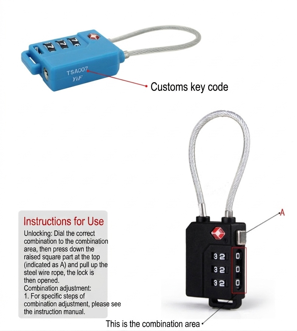 TSA Approved 3-Digit Combination Cable Locks for Luggage, Vibrant Color Travel Security Padlock, Flexible Steel Wire for Backpack, Suitcase, Locker