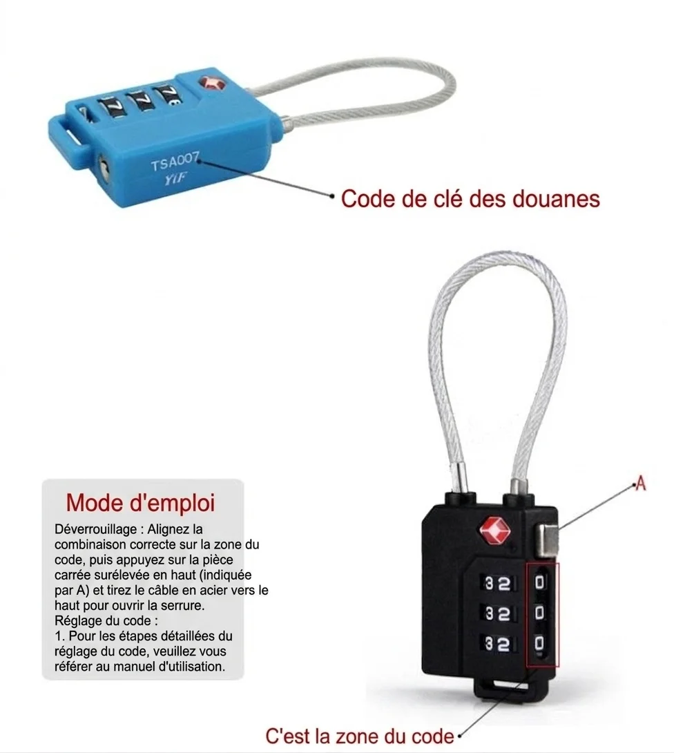 Cadenas à combinaison à 3 chiffres homologué TSA pour bagages, cadenas de sécurité de voyage aux couleurs vives, fil d'acier flexible pour sac à dos, valise, casier