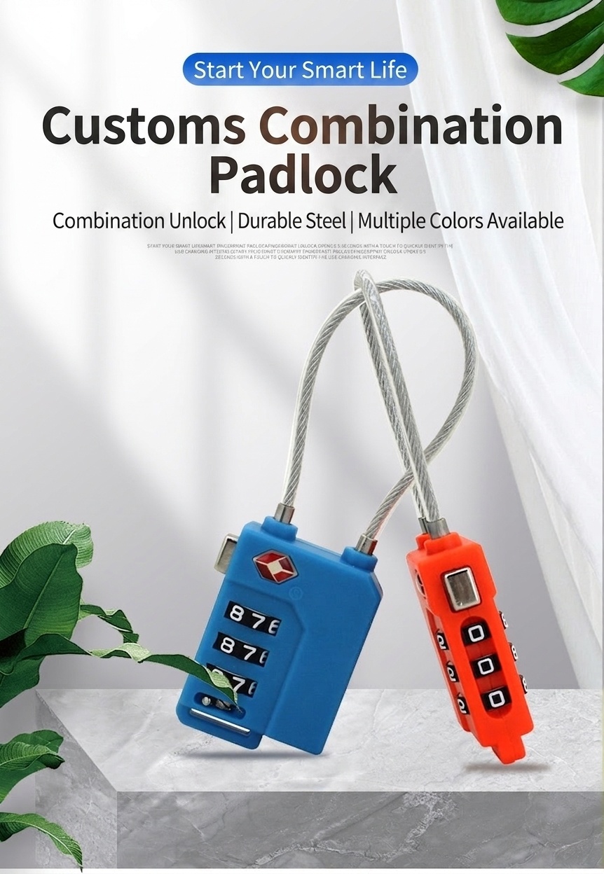 TSA Approved 3-Digit Combination Cable Locks for Luggage, Vibrant Color Travel Security Padlock, Flexible Steel Wire for Backpack, Suitcase, Locker
