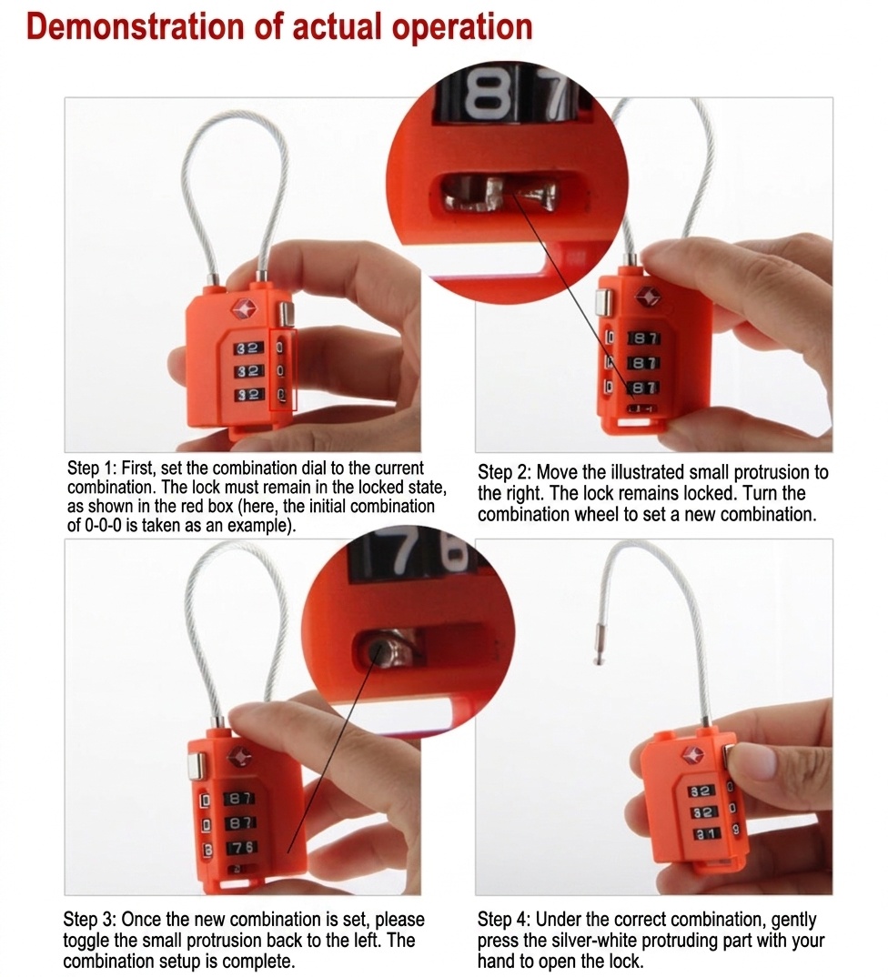 TSA Approved 3-Digit Combination Cable Locks for Luggage, Vibrant Color Travel Security Padlock, Flexible Steel Wire for Backpack, Suitcase, Locker