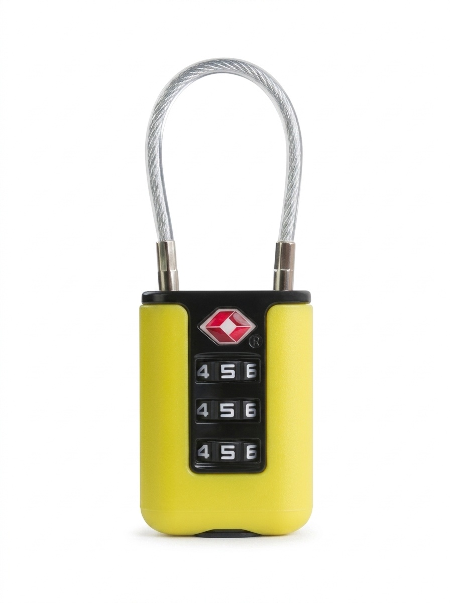 Lightweight TSA Approved 3-Dial Combination Travel Lock, Rust-Resistant Steel Wire Shackle, Resettable Security Padlock for Luggage, Backpack
