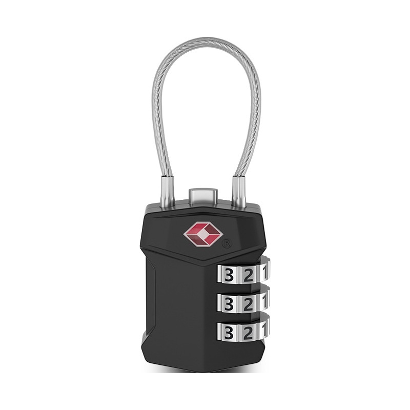 TSA Approved 3-Digit Combination Travel Lock, Zinc Alloy Body with Flexible Steel Cable, Resettable Security Padlock for Luggage, Gym Bag, Suitcase