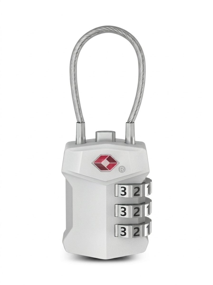 TSA Approved 3-Digit Combination Travel Lock, Zinc Alloy Body with Flexible Steel Cable, Resettable Security Padlock for Luggage, Gym Bag, Suitcase