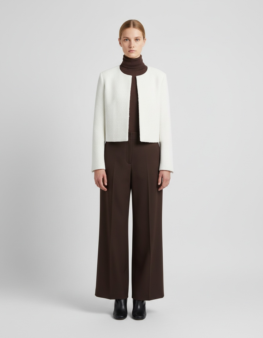 Giacca in tweed testurizzata con spalline imbottite e maniche lunghe KUN-00005