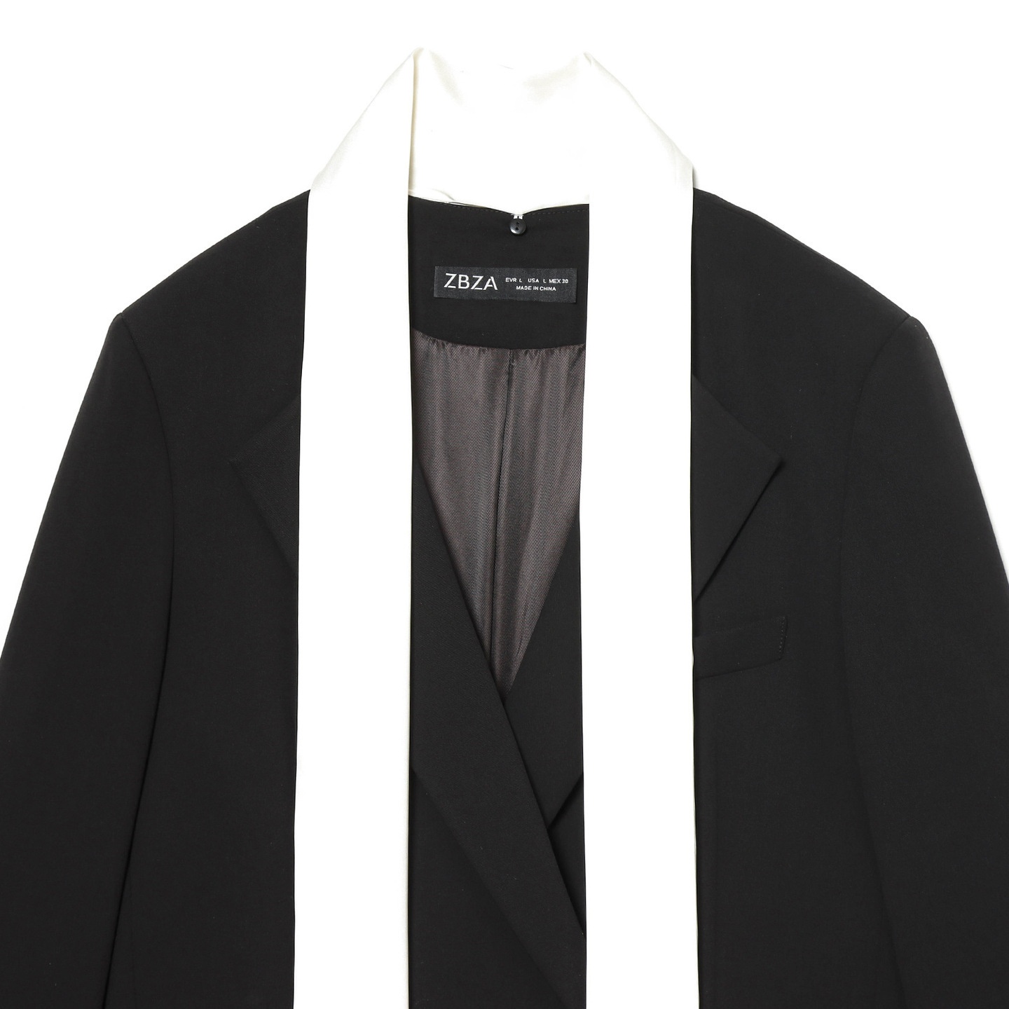 Blazer da donna con blocchi di colore, sciarpa e maniche lunghe KUN-00007