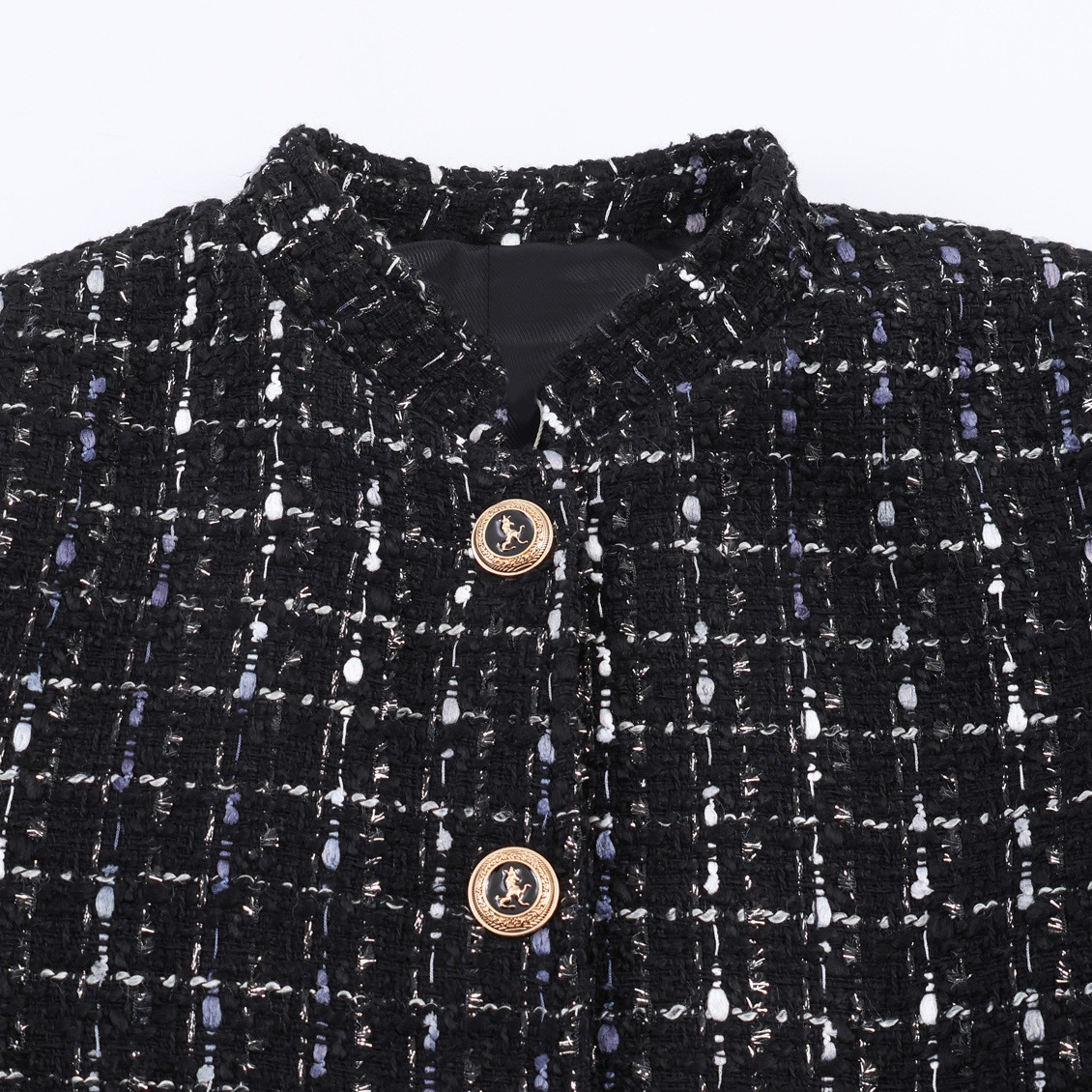 Women's Blazer Metallic Texture High Neck Jacket KUN-00009