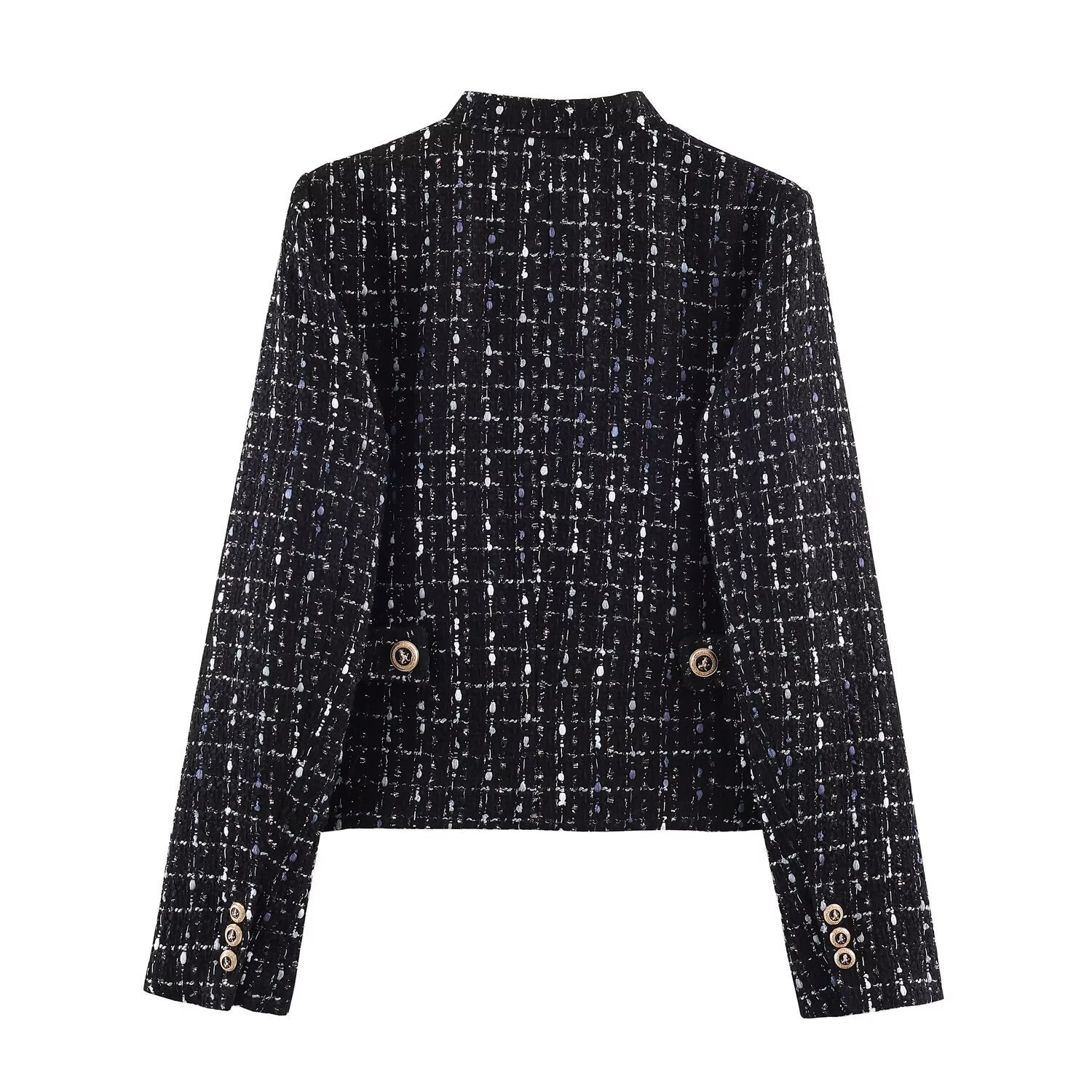 Women's Blazer Metallic Texture High Neck Jacket KUN-00009