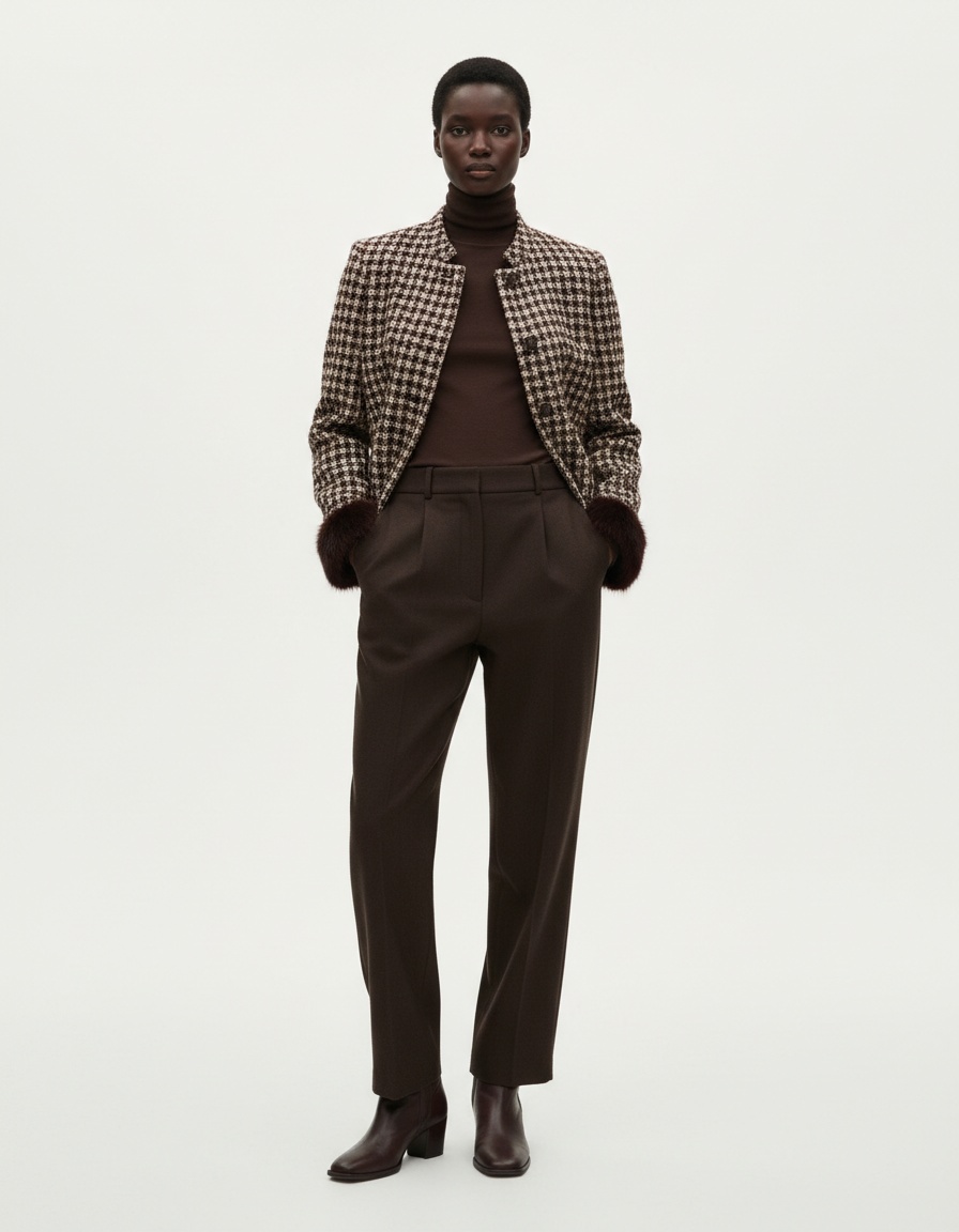 Blazer da donna con polsini in pelliccia sintetica - Stile europeo KUN-00010