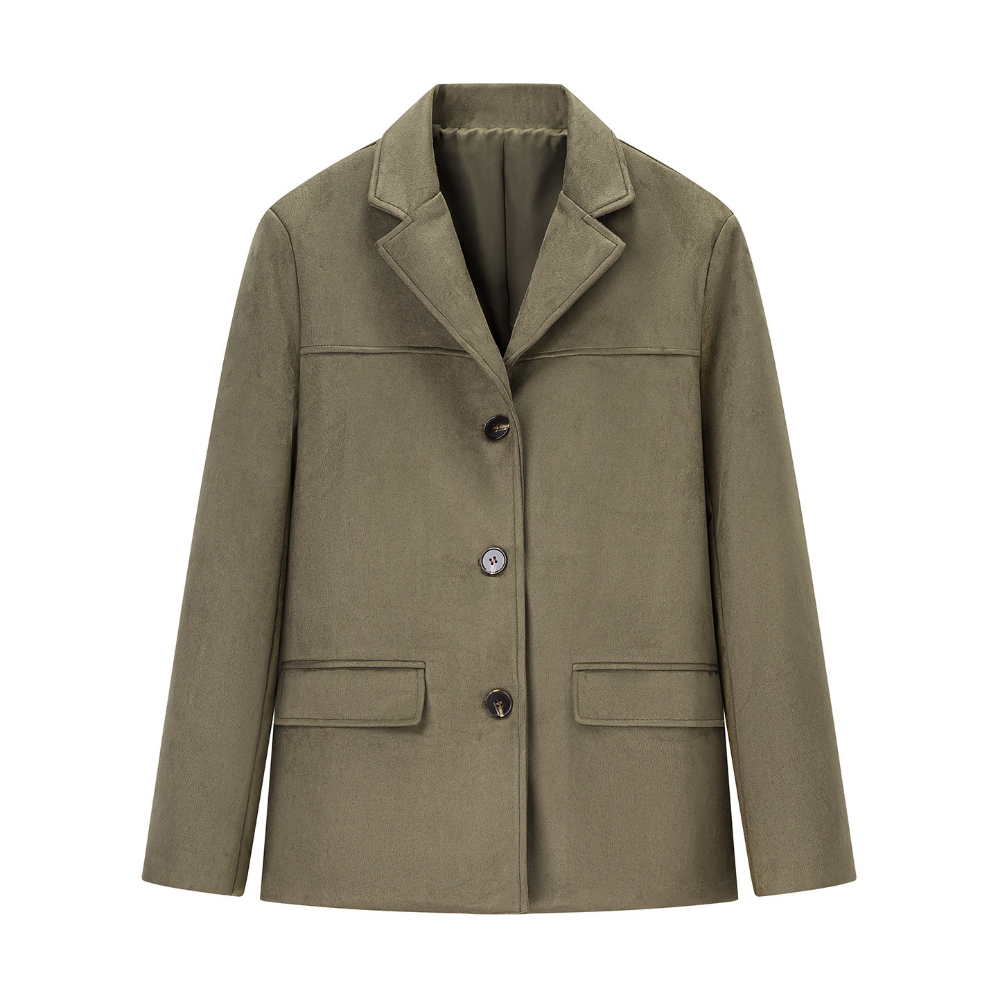 Blazer da donna oversize marrone a maniche lunghe con tasche, stile retrò KUN-00013