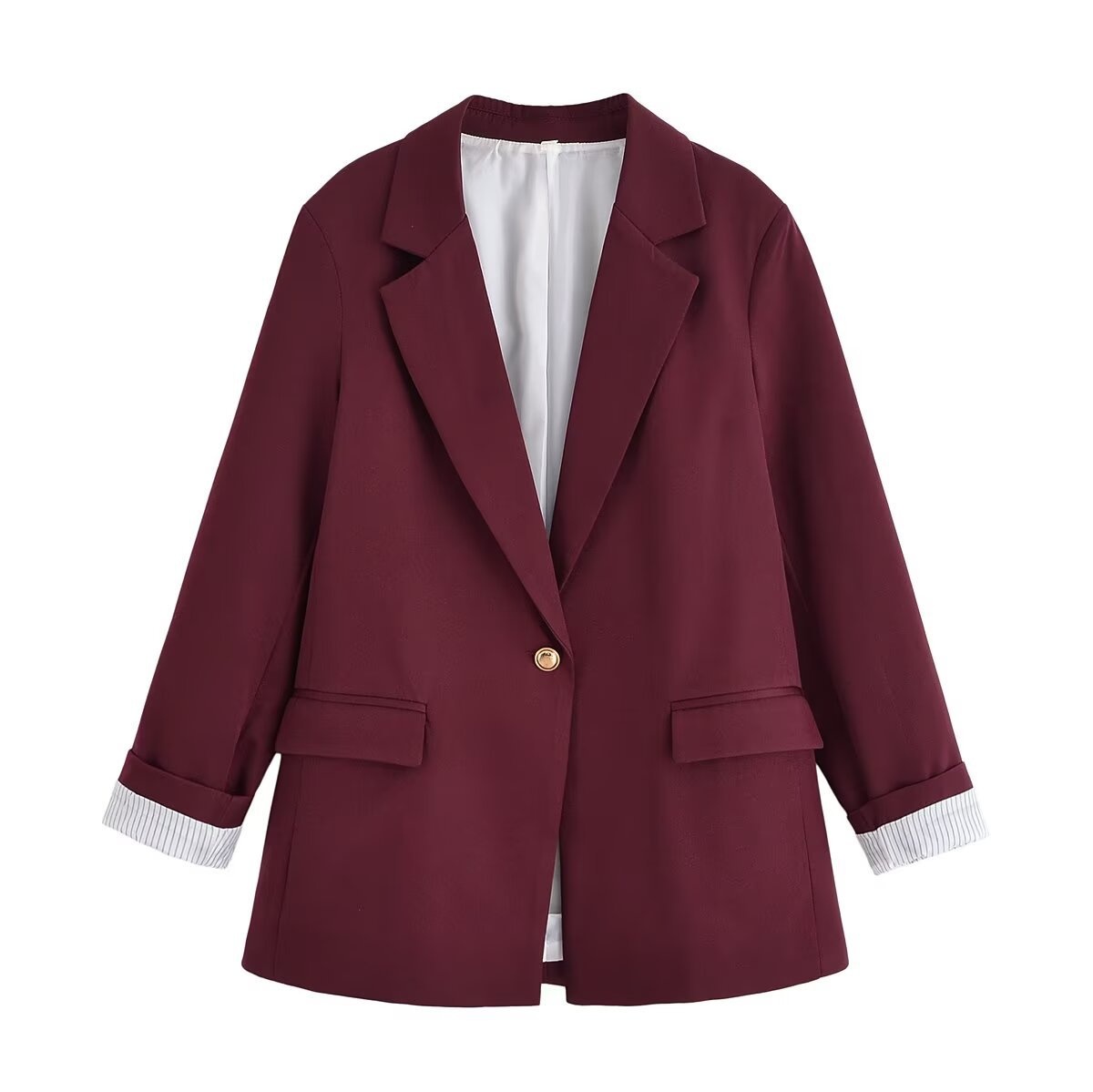 Blazer da donna - Giacca da completo in stile europeo con polsini stampati KUN-00027