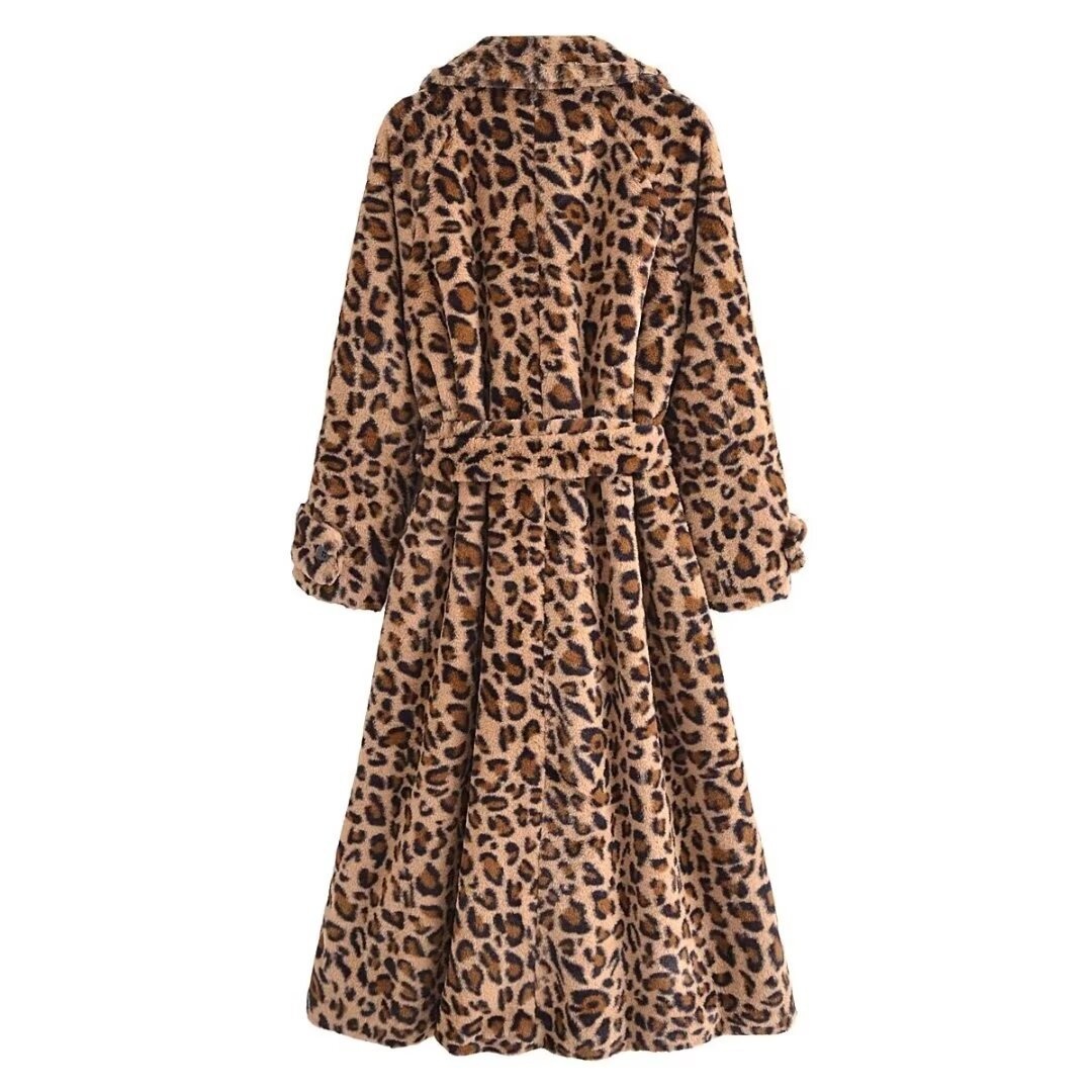 Cappotto con revers a stampa leopardata, capospalla classico alla moda KUN-00001