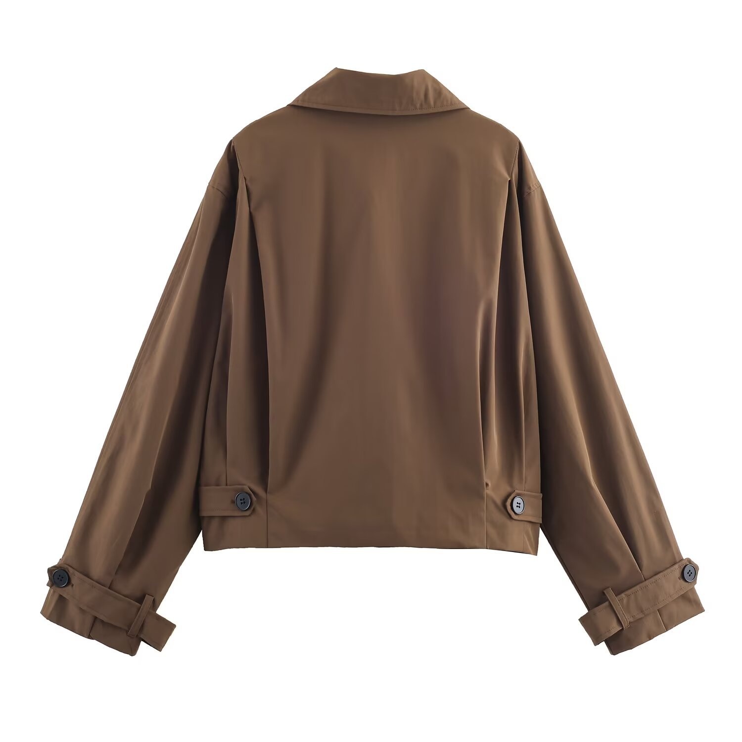 Trench da donna stile retrò, giacca corta con risvolto tinta unita KUN-00006