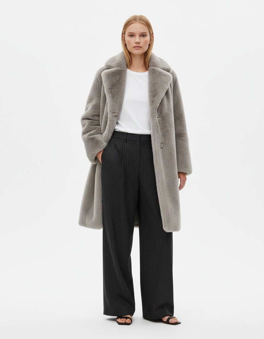 Cappotto lungo in pelliccia sintetica - Elegante capospalla KUN-00009