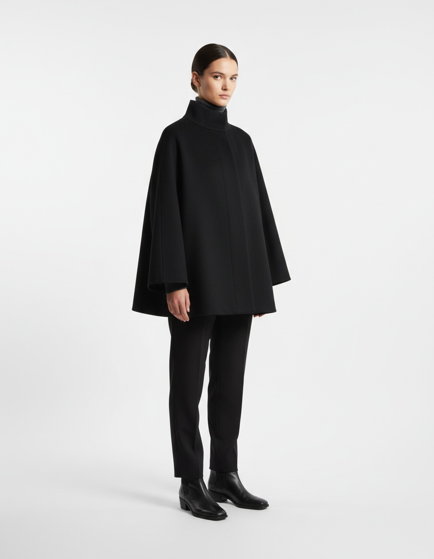 Cappotto corto a strati in misto lana KUN-00010