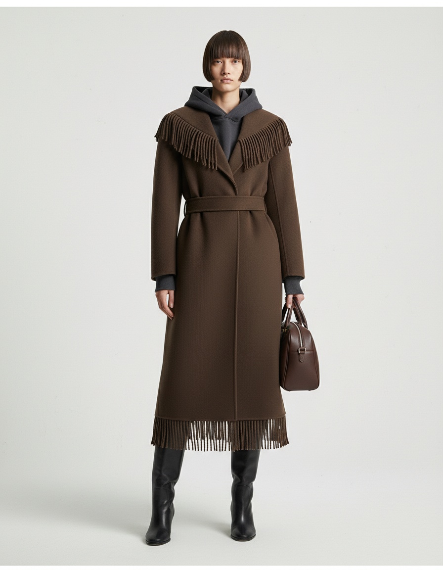 Giacca con frange in misto lana - Stile europeo KUN-00015