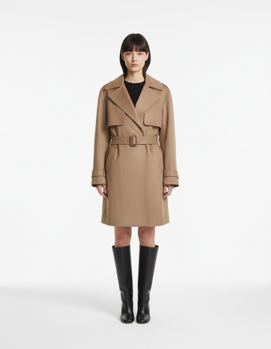 Trench coat in finta pelle scamosciata, elegante e casual, modello KUN-00016