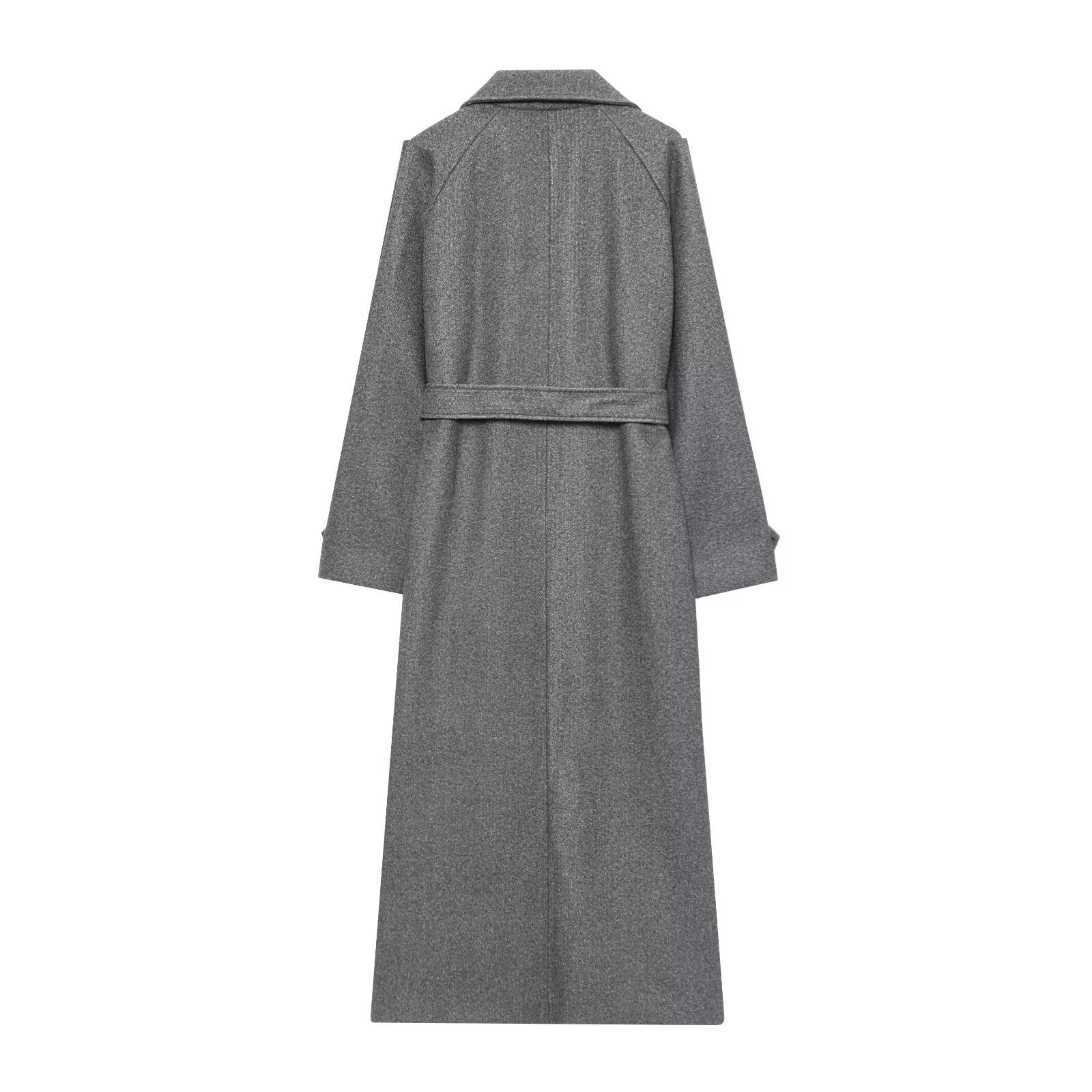 Cappotto in misto lana con cintura, stile retrò chic, modello KUN-00019