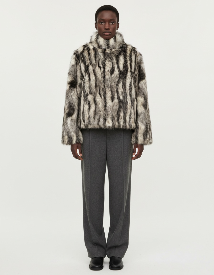 Cappotto da donna in pelliccia sintetica, giacca oversize alla moda KUN-00022