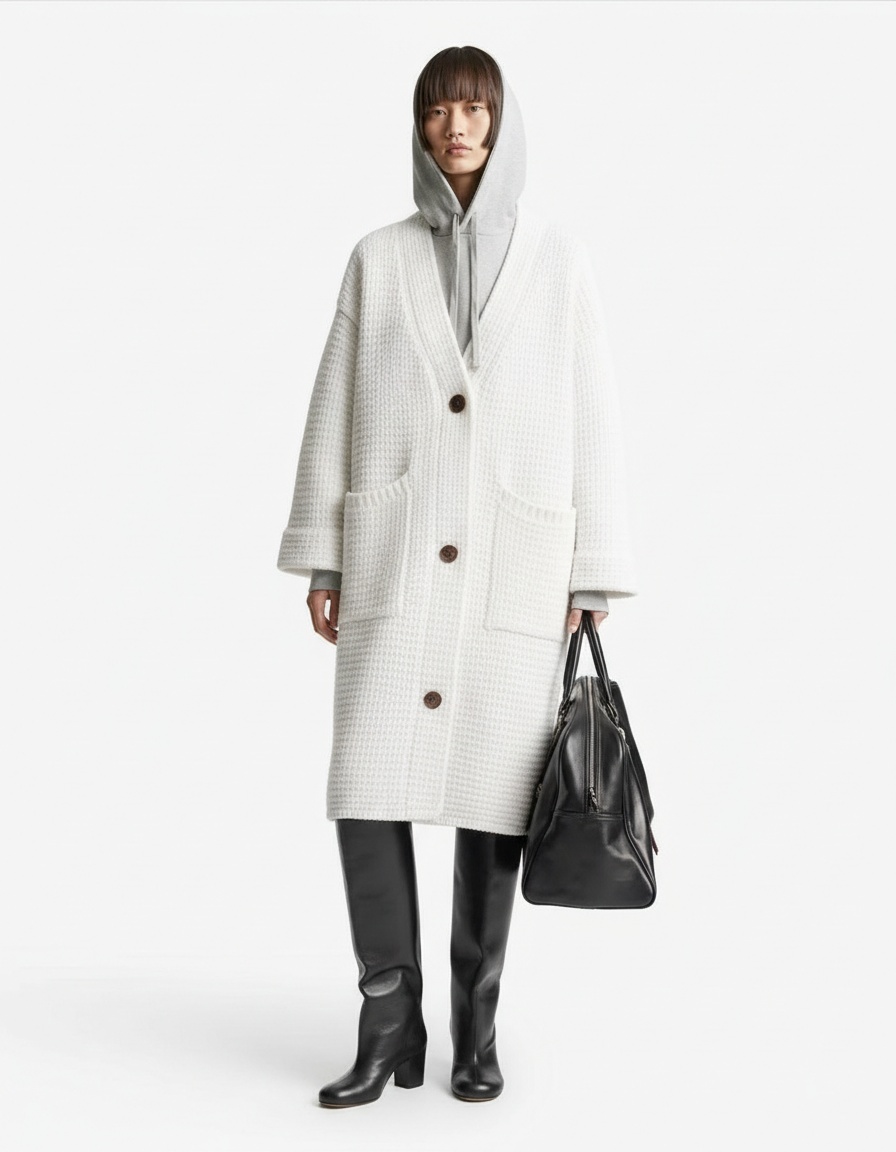 Cardigan lungo in maglia, casual chic KUN-00028