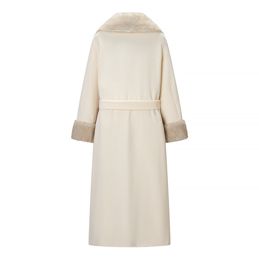 Cappotto in misto lana con collo in pelliccia sintetica - Elegante capospalla da donna KUN-00030