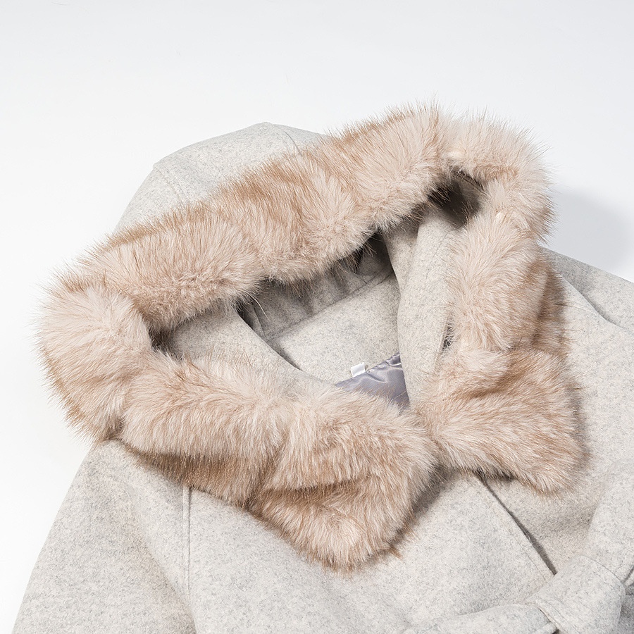 Cappotto con cappuccio in misto lana - Capospalla da donna in stile europeo KUN-00034