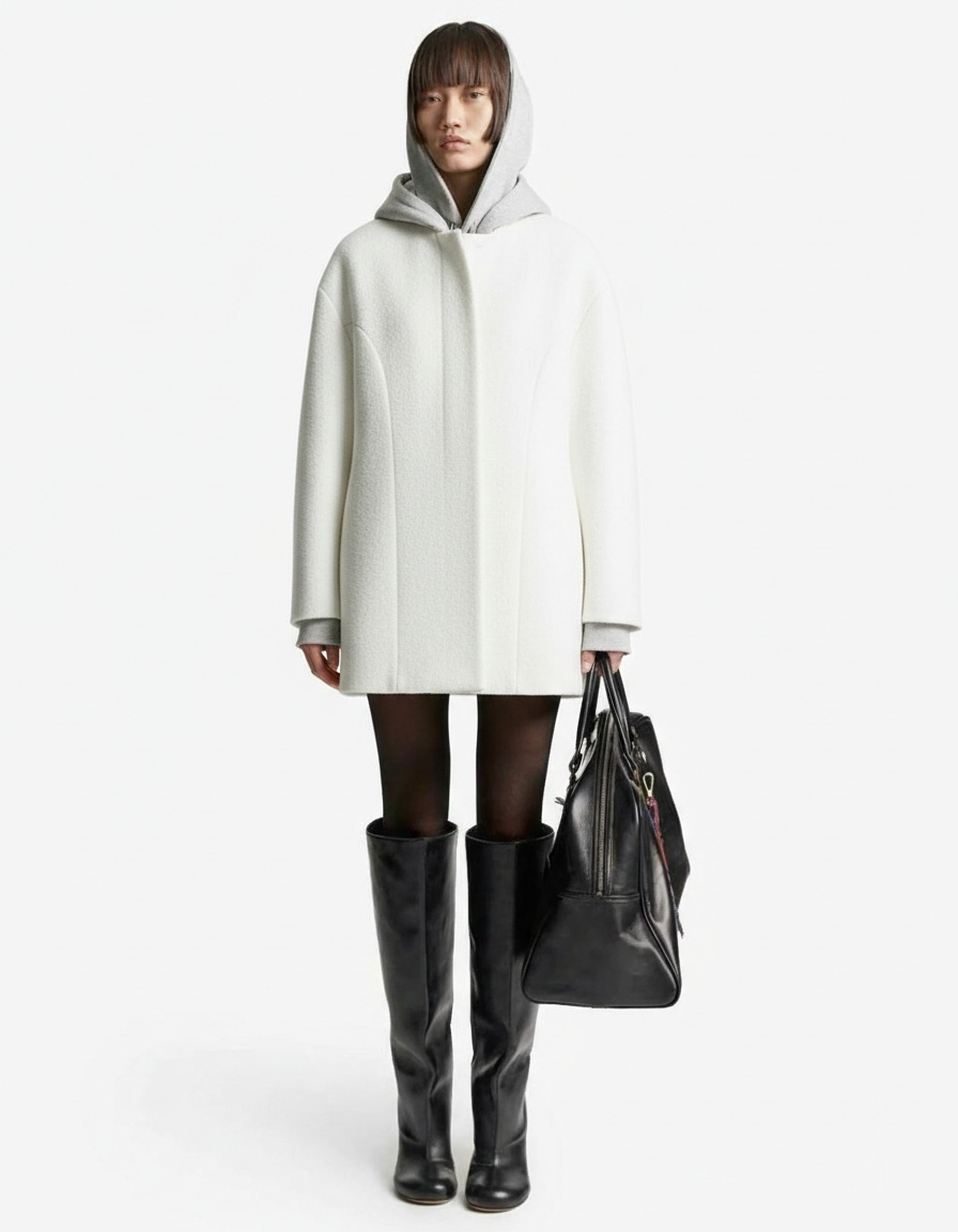 Cappotto da donna in misto lana - Elegante cappotto invernale con cintura KUN-00040