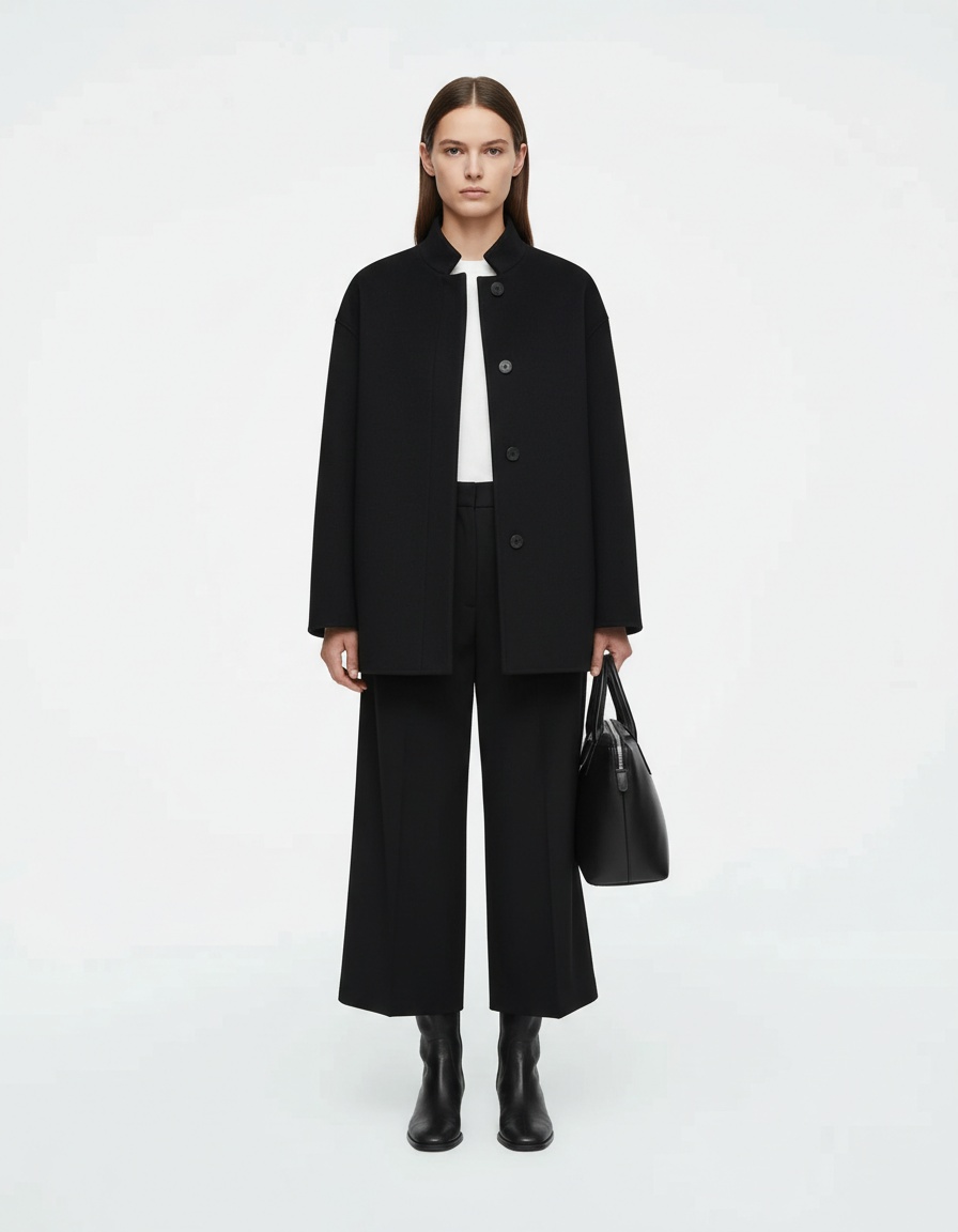 Cappotto in misto lana - Elegante cappotto doppiopetto da donna KUN-00043