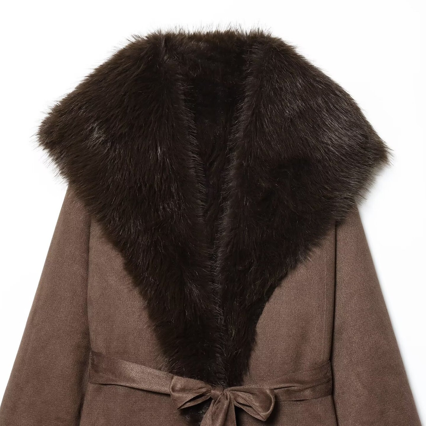 Cappotto da donna in pelliccia sintetica con cintura - Stile europeo KUN-00051