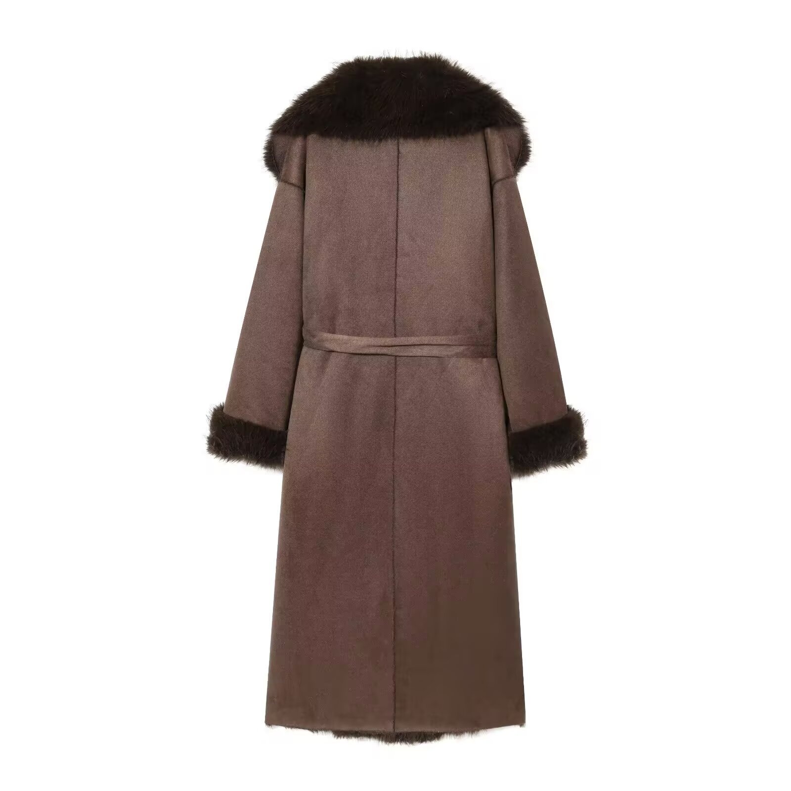 Cappotto da donna in pelliccia sintetica con cintura - Stile europeo KUN-00051