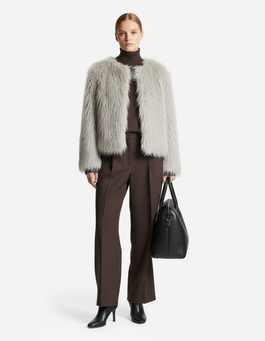 Cappotto in pelliccia sintetica da donna, capospalla alla moda KUN-00052