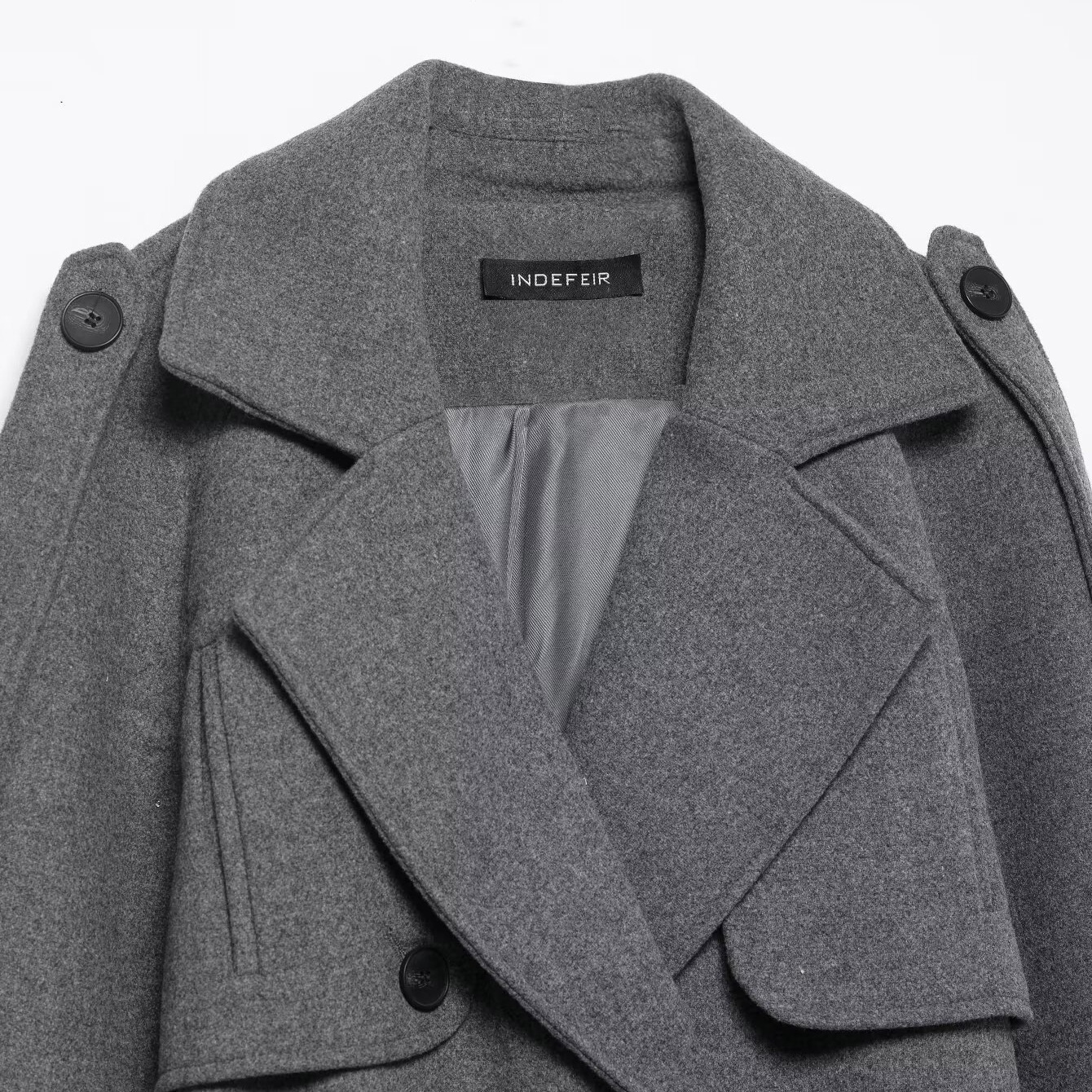 Trench da donna con cintura - Cappotto doppiopetto alla moda KUN-00055