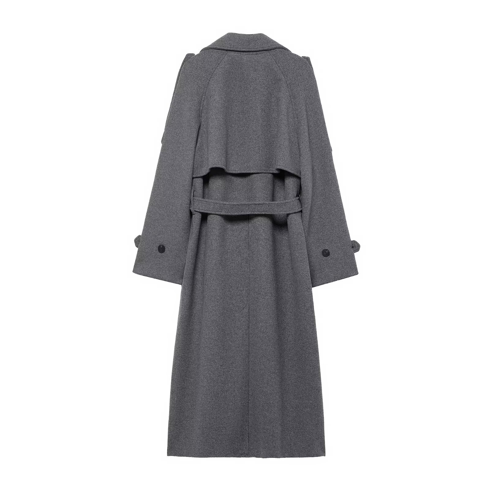 Trench da donna con cintura - Cappotto doppiopetto alla moda KUN-00055