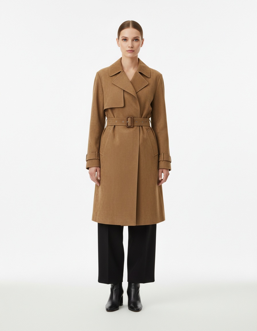 Trench coat in pelle scamosciata - Moda stile europeo KUN-00071