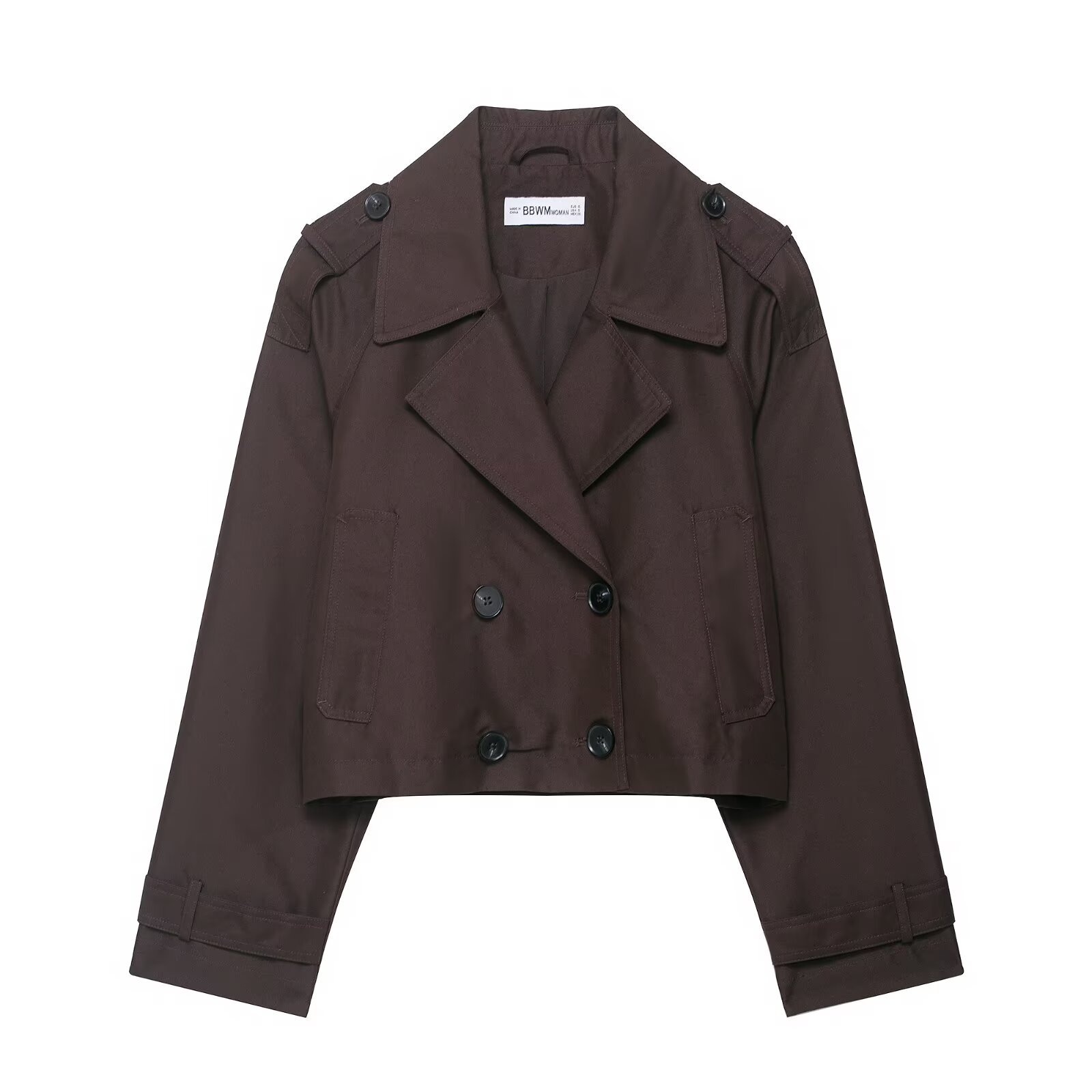 Trench da donna doppiopetto corto, alla moda e casual KUN-00074