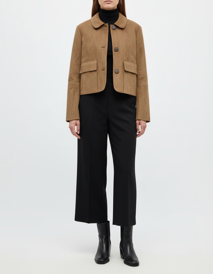 Giacca corta in finta pelle scamosciata - Capospalla da donna alla moda KUN-00002