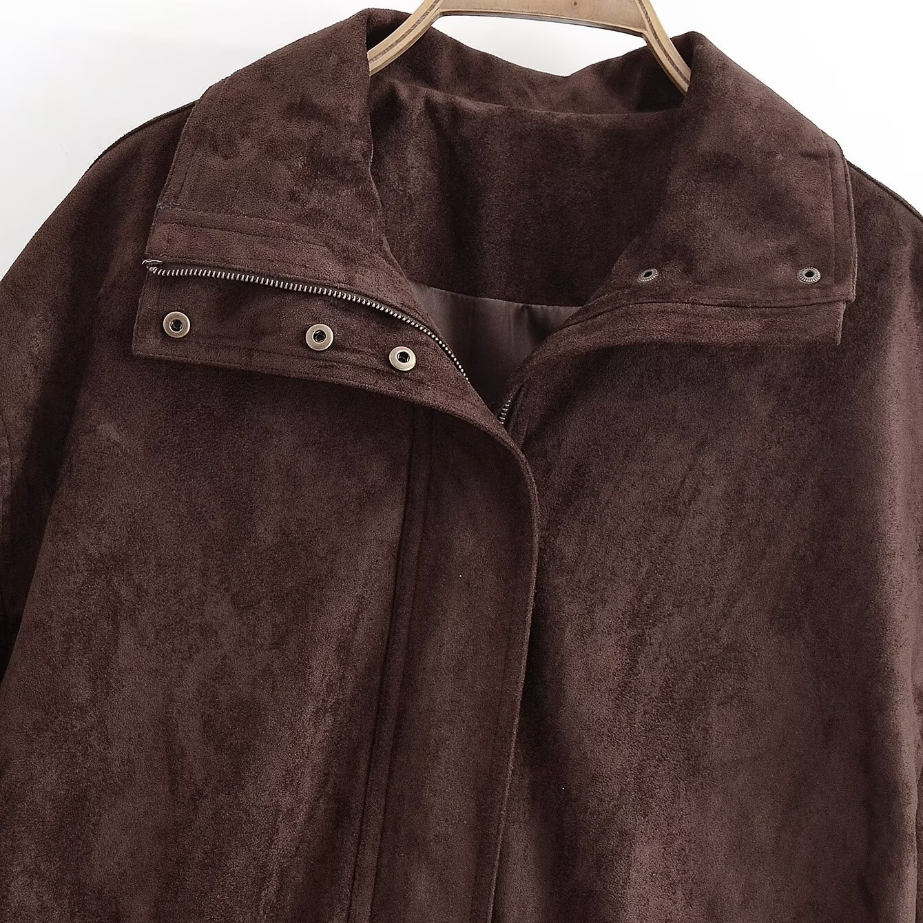 Giacca in pelle scamosciata marrone - Moda casual da donna KUN-00005