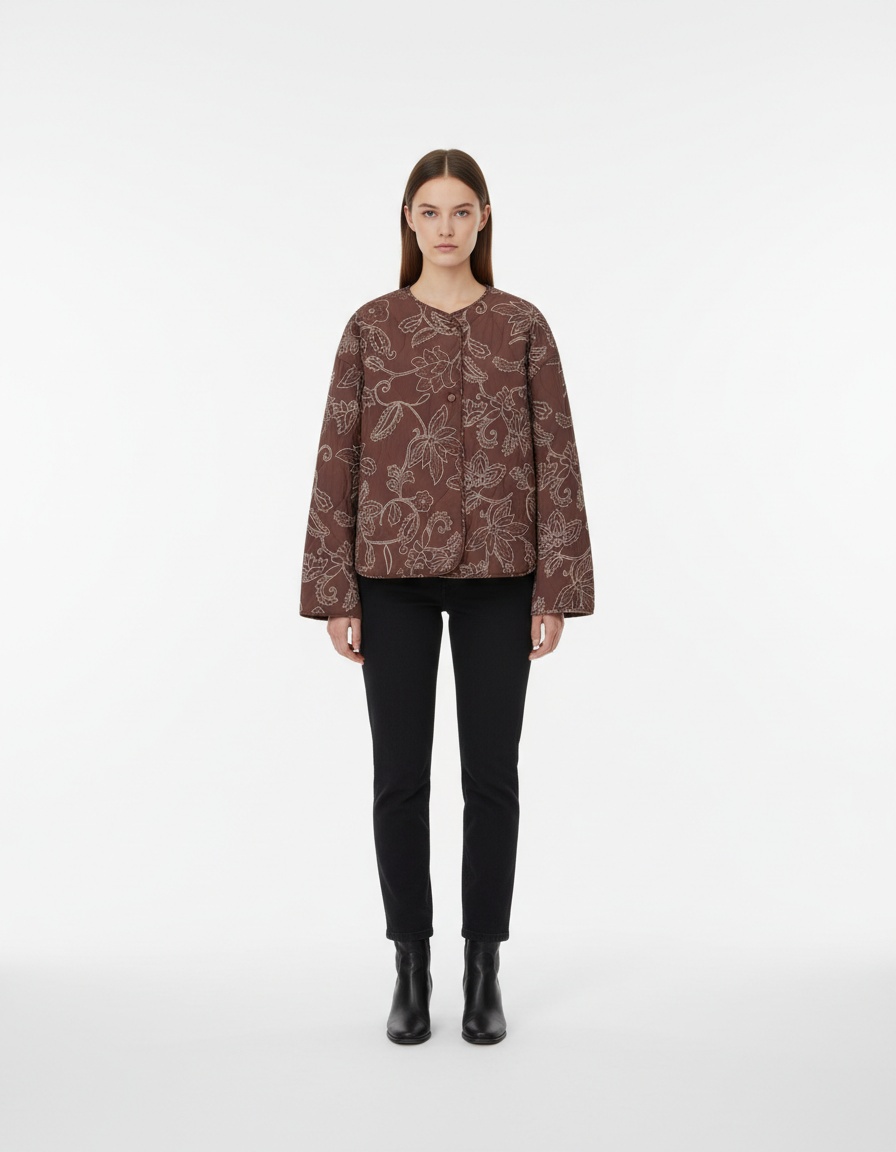 Giacca trapuntata ricamata rivestita KUN-00026