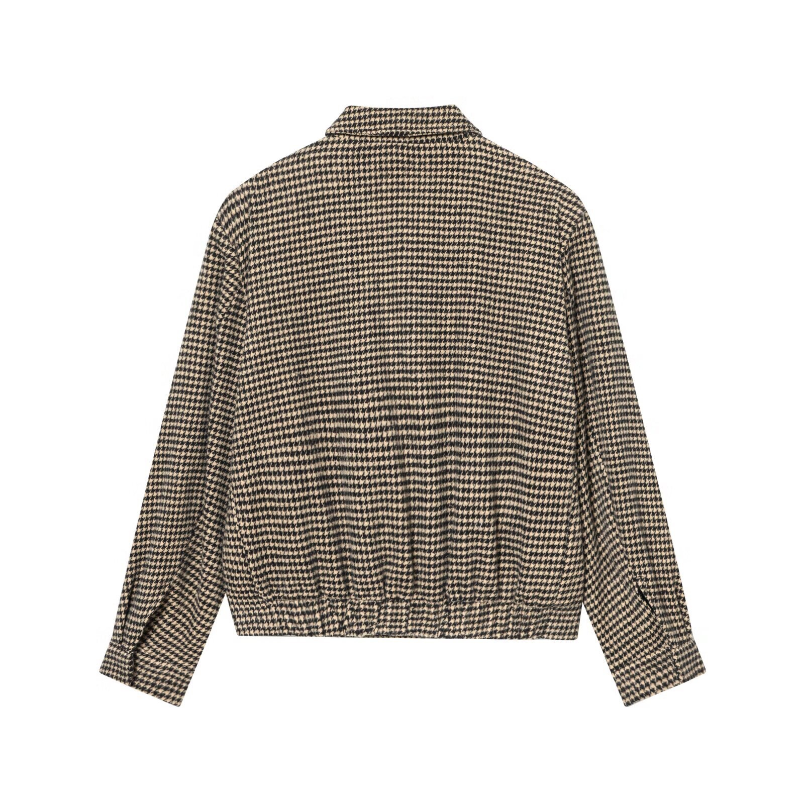 Giacca bomber con spalline imbottite a fantasia pied de poule KUN-00042